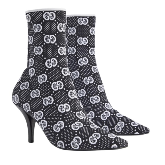 Gucci GG 75mm Knit Ankle Boots Size 7 - Picture 2 of 13
